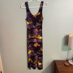 Vintage sunset print vacation dress